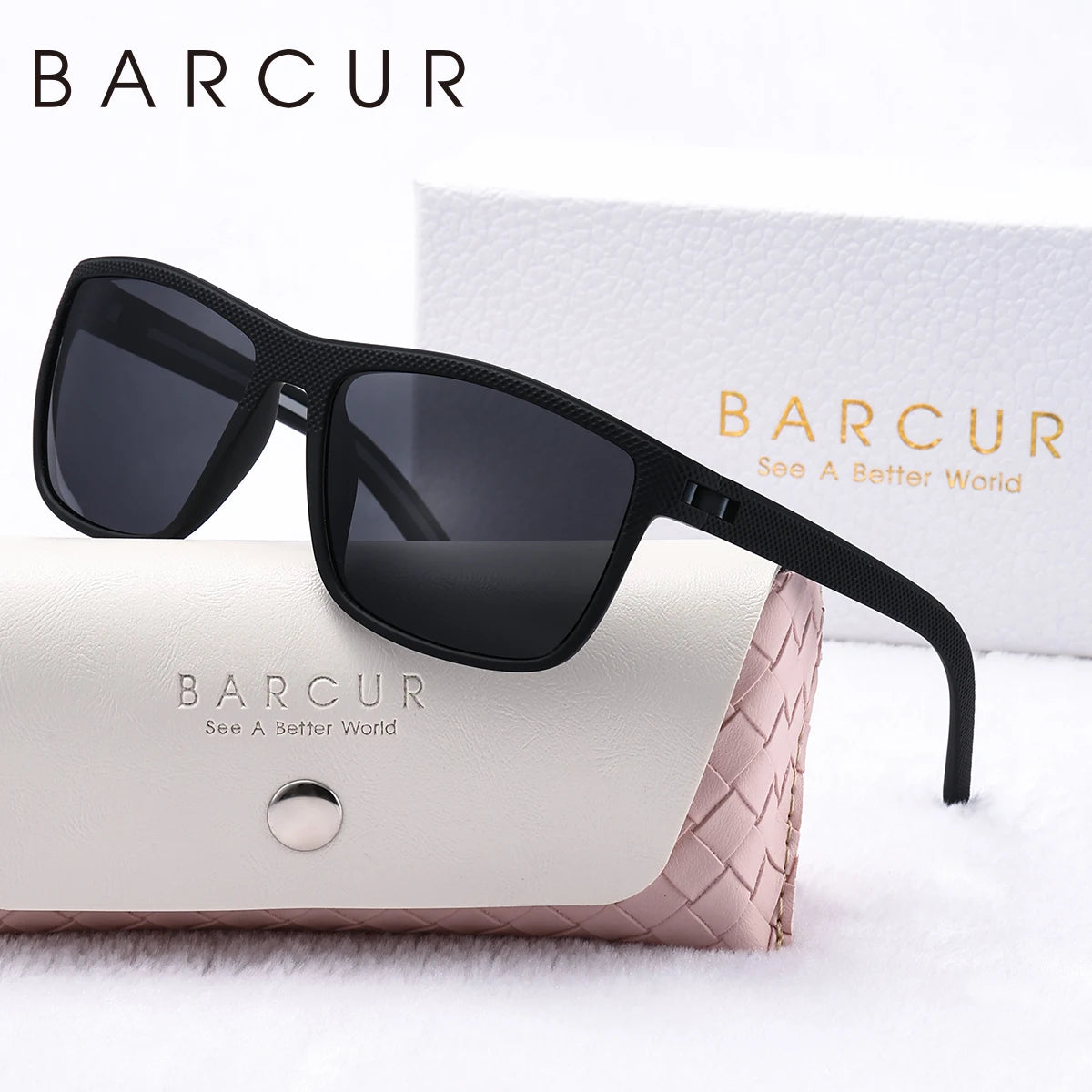 BARCUR Simple Comfort PC Rectangular Frame Polarized Sunglasses Classic Leg Solid Color One Bar Design Outdoor Sports Sunglasses