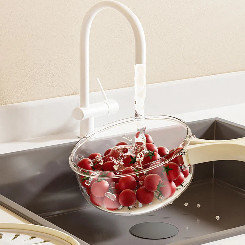Fruit Strainer 2 In 1 Drainer And Strainer Multi-function Drain Basket Fruit Vegetable Washing Basket With Lid Drainer Tool Bowl