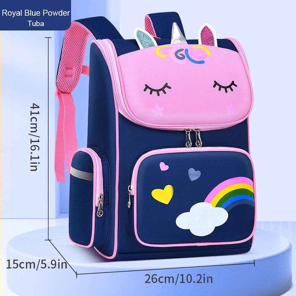 New CHILDREN'S Elementary School Students Schoolbag 6-12 Years Old Boys and Girls Shoulders Backpack 1-6 Grades Unicorn Cute Wat