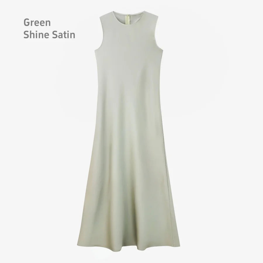 AS 2025 Spring/Summer Elegance Satin Maxi Dress & Knitted Top Set