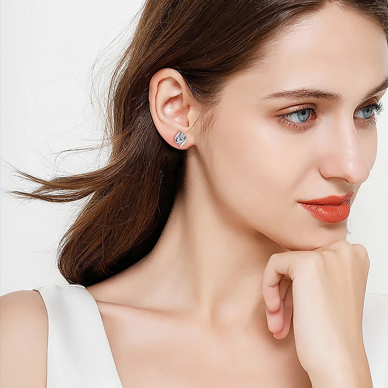 Sterling Silver 925 Real Moissanite Jewelry Set for Women 2.0ctw D Color Lab Diamond Stud Earrings Pendant Necklace Sets Gift