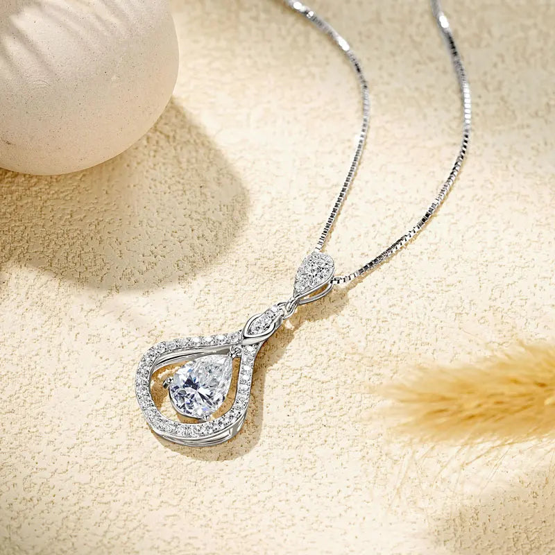 Lnngy 925 Sterling Silver Droplet Pendant Necklaces Certified 1ct/1.5ct/2ct Moissanite Necklace For Women 2025 Trend Jewellry
