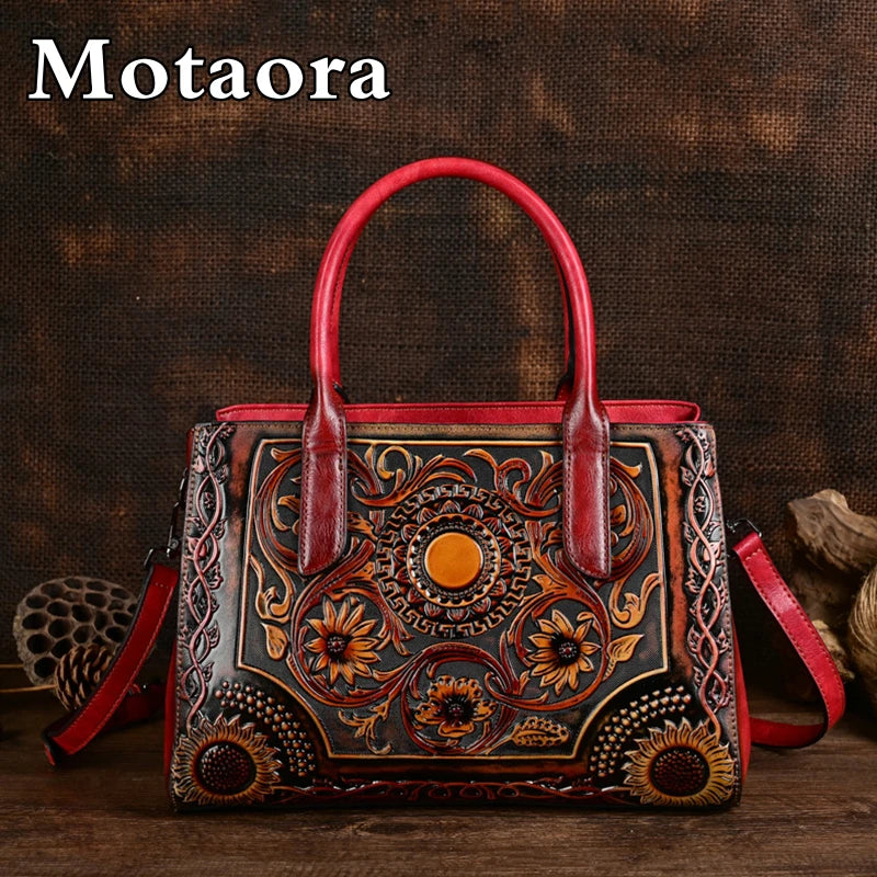MOTAORA Embossed Luxury Designer Leather Bags Women's Handbags Trend 2025 New Handmade Vintage Handbag Women Shoulder Bag Female