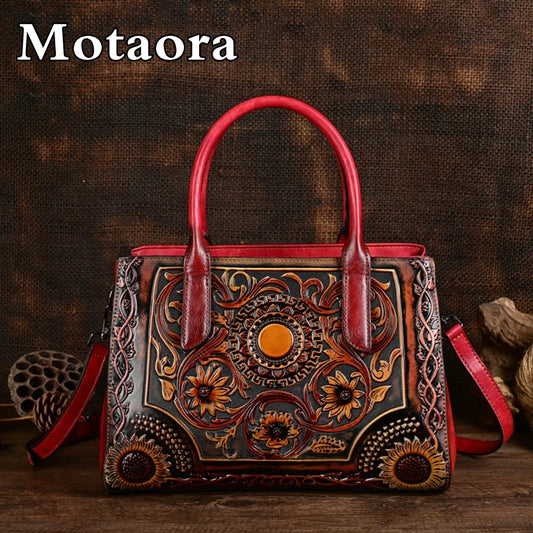 MOTAORA Embossed Luxury Designer Leather Bags Women's Handbags Trend 2025 New Handmade Vintage Handbag Women Shoulder Bag Female