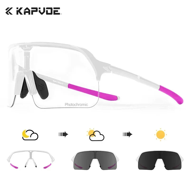 Kapvoe Photochormic Sunglasses Cycling Glasses Women UV400 for Men Casual Glasses Running Baseball MTB Outdoor Eyewear