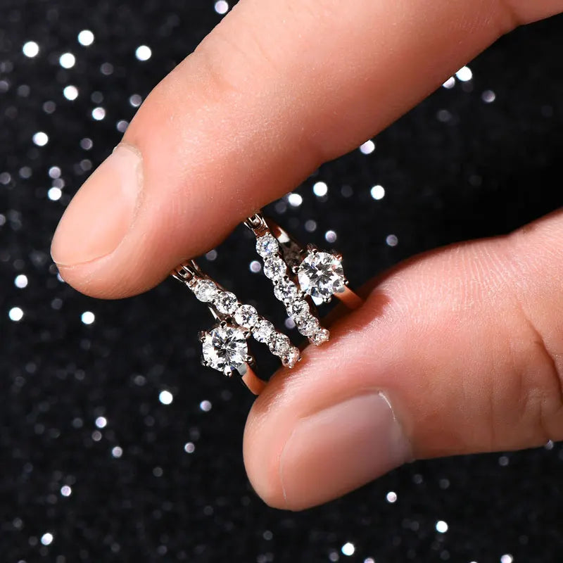 Lnngy Sparkling 4MM&2MM Moissanite Earring Original 925 Sterling Silver Hoop Earrings For Women Girls Korean INS Jewelry Gifts