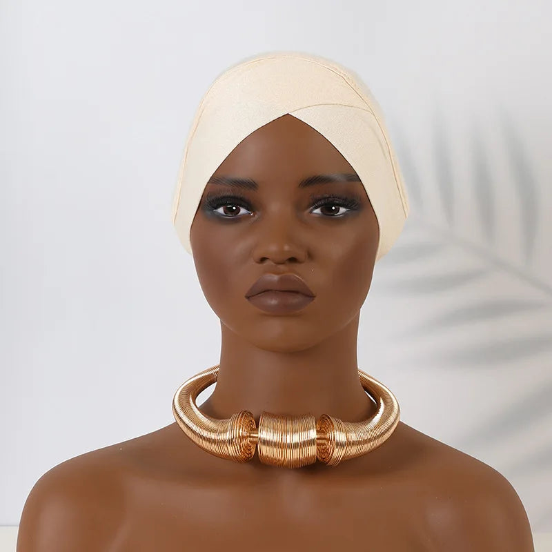 Women Stretchy Turban Modal Jersey Inner Hijab Muslim Hat Solid Color Tube Cap Islamic Under Scarf Headwrap Bonnet Arab Headband
