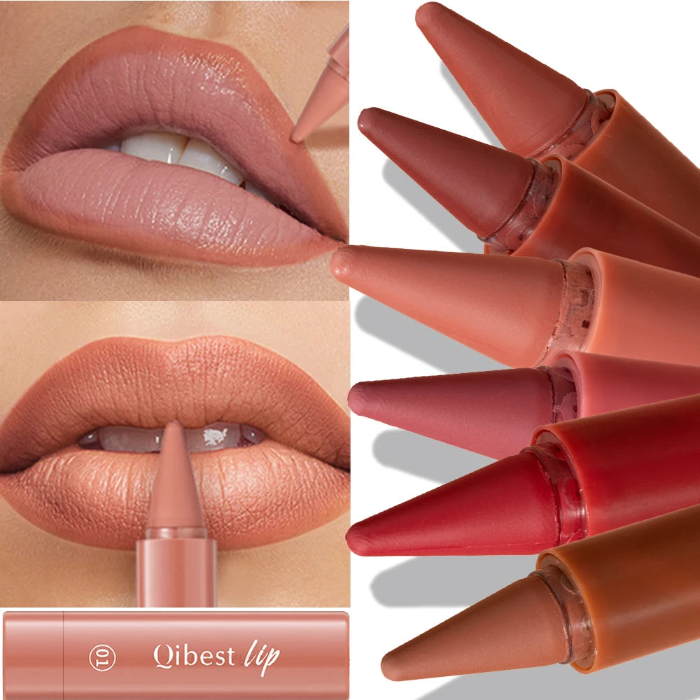 Twist Up Lip Liner Lipstick Pen Multipurpose Powder Blusher Velvet Matte Waterproof Lip Contour Non Stick Cup Lip Rouge Makeup