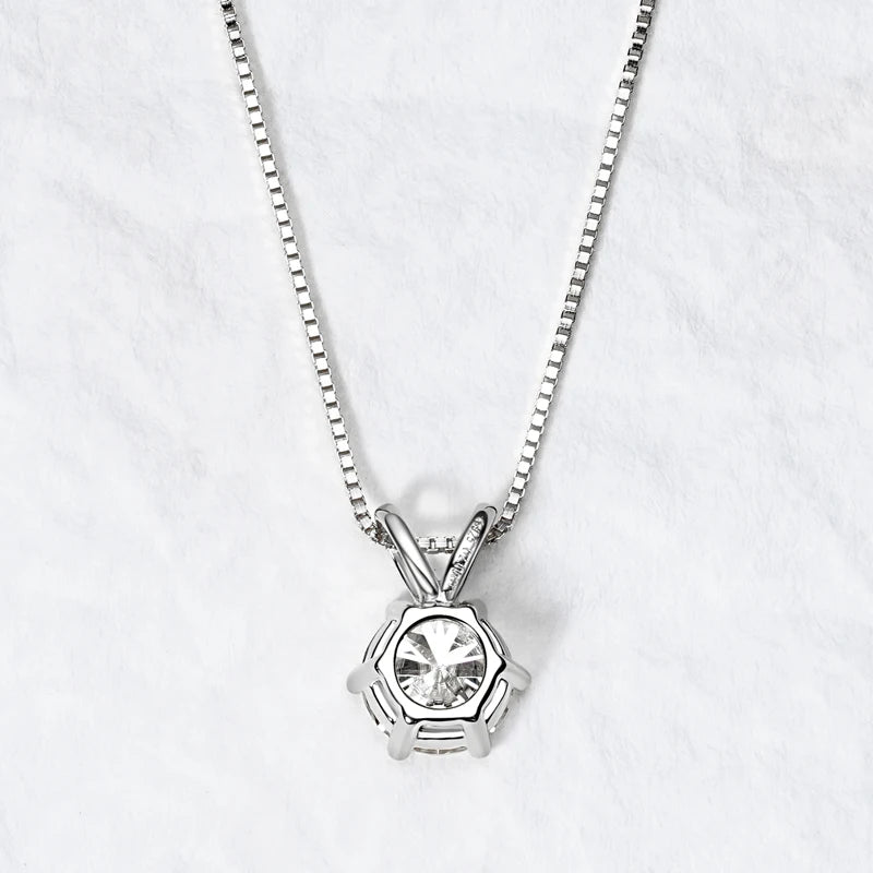 RAPRGOLD GRA Certified 0.5-5ct Moissanite Pendant Necklaces 925 Sterling Silver Solitaire Necklace Chain For Women Jewellry Gift