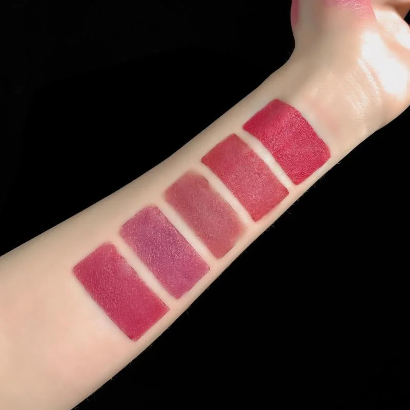 أحمر شفاه Fit Colors Matte بخمسة ألوان، مزيج من خمسة أقسام من Velvet Mist مع لون أحمر شفاه غير لاصق في كوب