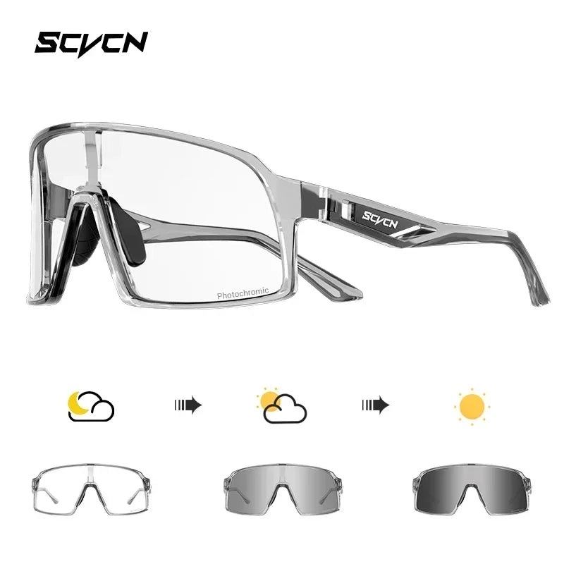 Scvcn Color Photochromic Sunglasses for Men Cycling GlassesWomen MTB Glasses Sports Hiking Running UV400 Lightweight Glasses