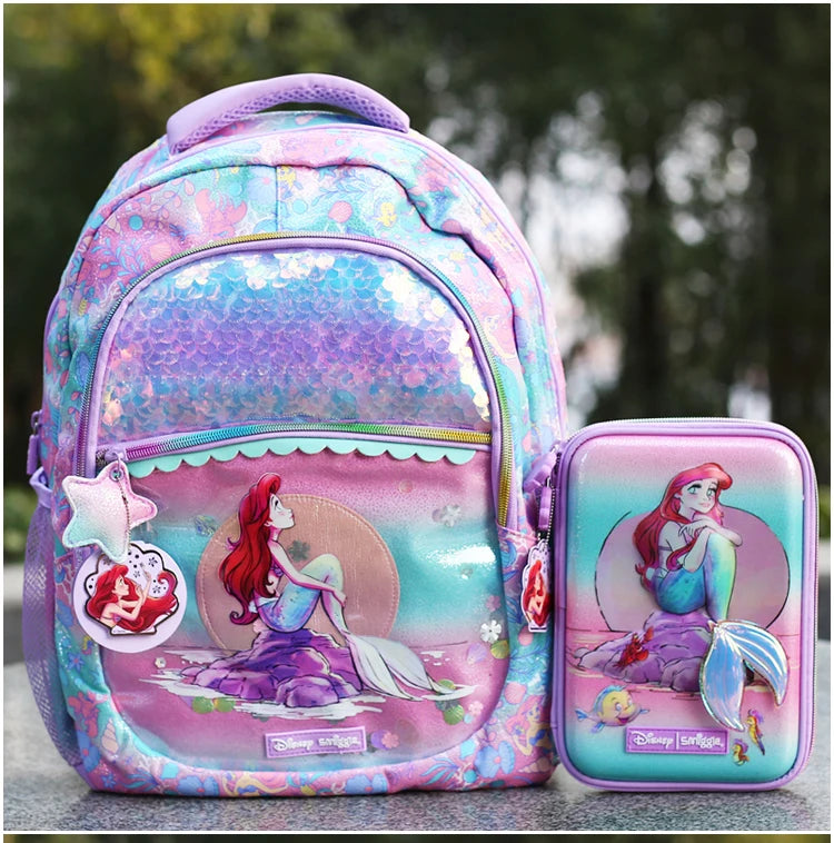 Genuine Disney Australia Smiggle Mermaid School Bag Children Stationery Student Pen Case Lunch Bag Backpack Children's Gift
