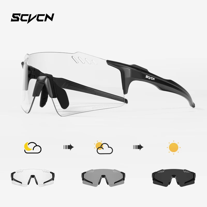 SCVCN Fashion Rimless Cycling Glasss Outdoor Sports Running Drving Sunglasses for Men Fishing Goggles Mtb Bicycle Eyewear 1 Lens