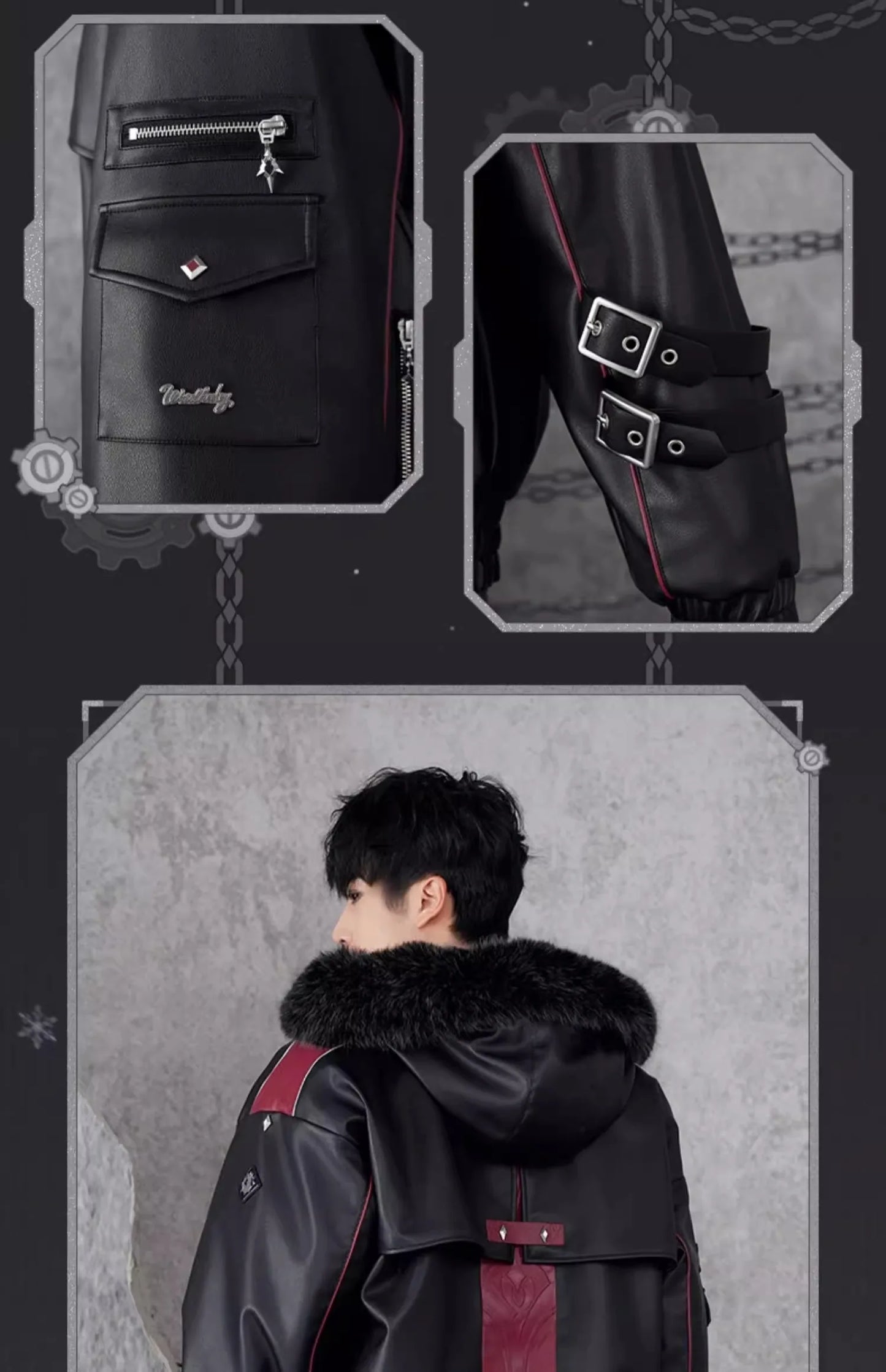 Genshin Impact Wriothesley Cotton PU Hooded Jacket – Anime Cosplay Adult Warm Coat