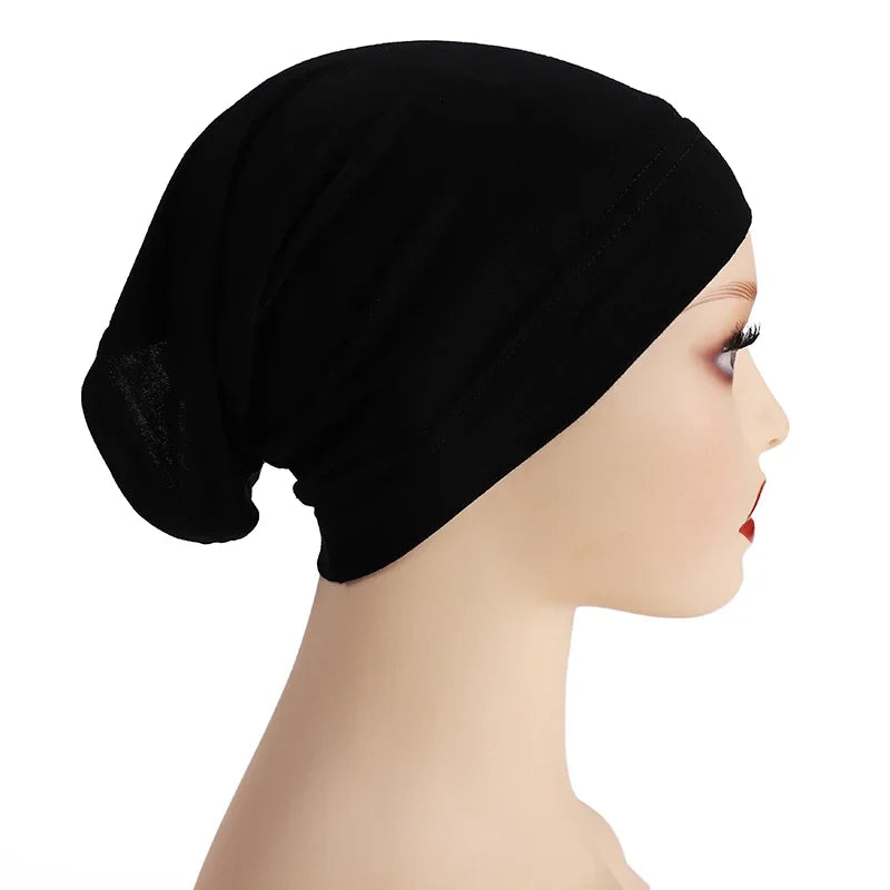 Cotton Muslim Underscarf Inner Tube Cap Islamic Eid Prayer Hijab Bottom Hat Headwear Arab  Women Wrap Headscarf Turban