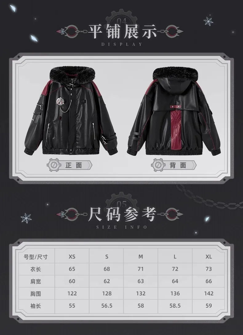 Genshin Impact Wriothesley Cotton PU Hooded Jacket – Anime Cosplay Adult Warm Coat