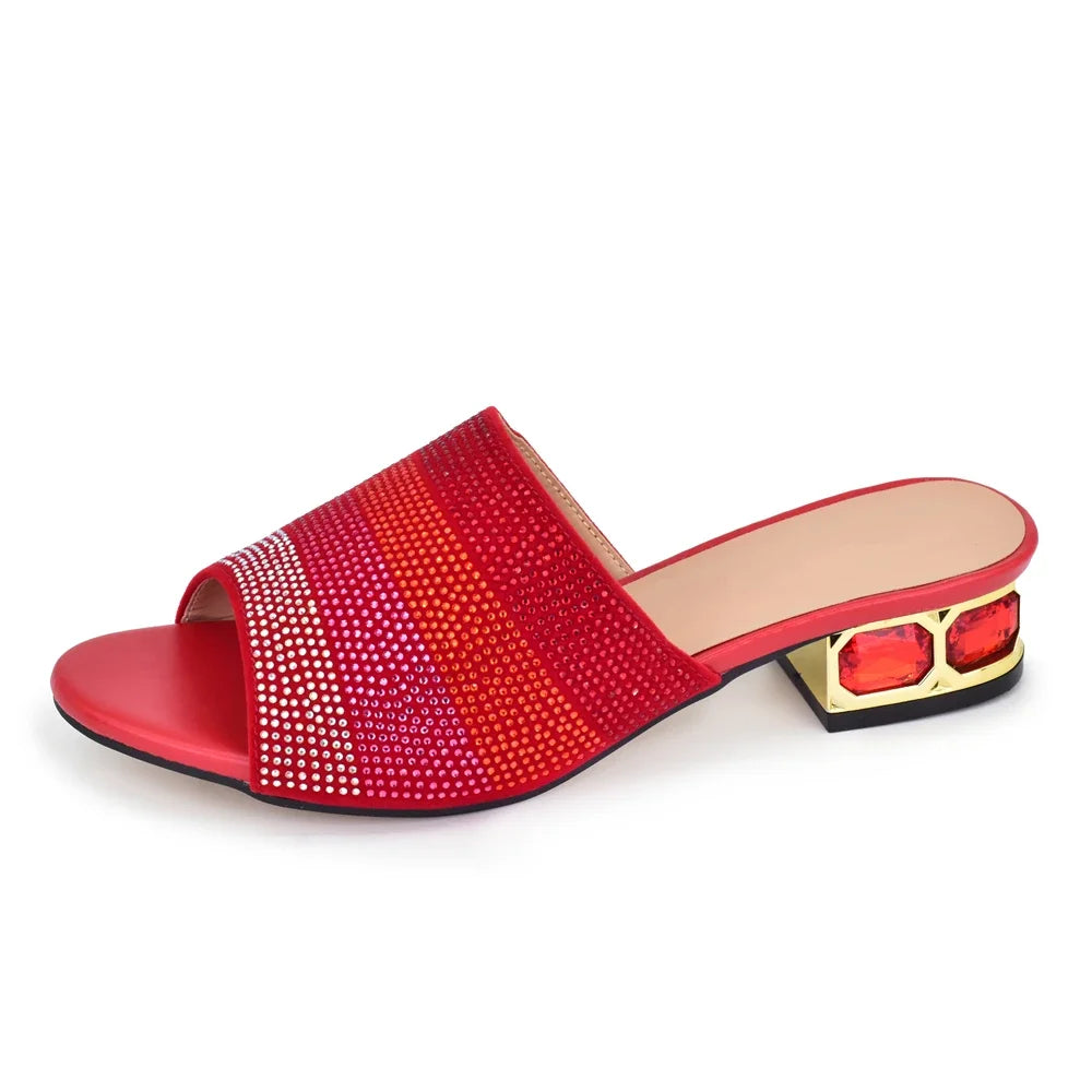 2025 New Classic Design Sandals Italian Style Lady Shoes Low Heel Summer Mules Comfy Sandals Wedding Shoes Bride Party Pumps