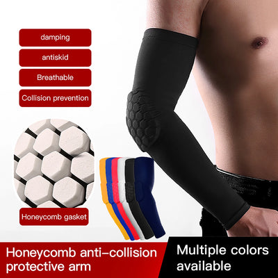 1pc Sports Elbow Protection Honeycomb Anti-collision Pressure Protection Arm Sleeve Basketball Cycling Fitness Protective Gear