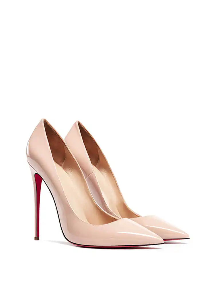 12cm (3) Women’s Patent Leather Pointed-Toe High Heels – 12cm Thin Heel