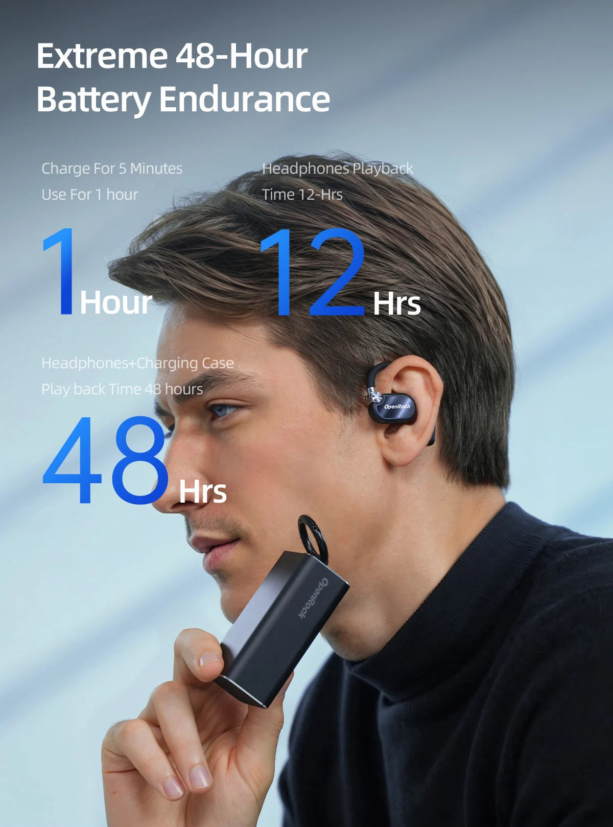 Oneodio OpenRock X Open Ear Headphones Bluetooth 5.3 Wireless Earphones OWS Air Conduction Sports Earbuds With 4 ENC Mic APP 48h