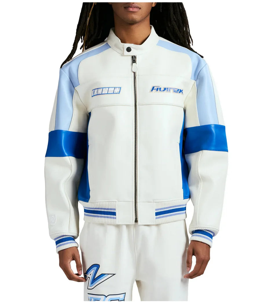 AVIREX Spring New OFF SHORE RACING JACKET European antique sheepskin jacket men's casual embroidered applique art coat tops