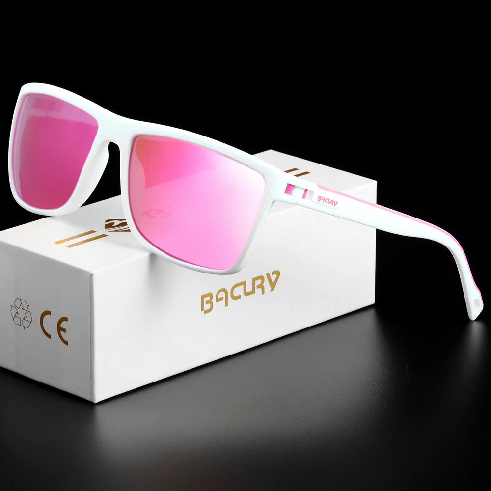 BACURY Brand Original Polarized Men Sunglasses TR90 Square Comfortable Driving Finishing Hiking Sun Glasses Women Eyewear