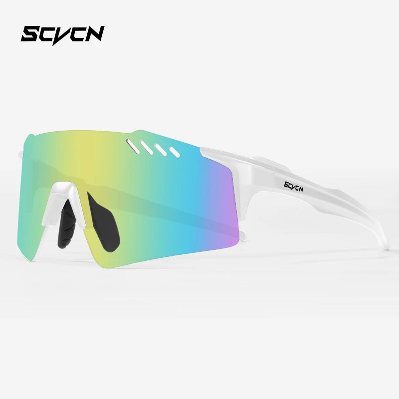 SCVCN Fashion Rimless Cycling Glasss Outdoor Sports Running Drving Sunglasses for Men Fishing Goggles Mtb Bicycle Eyewear 1 Lens