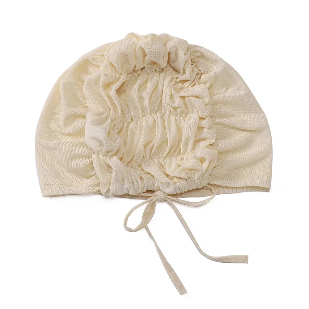 Solid Color Turban Caps for Muslim Women Inner Mesh Hijab Islamic Stretch Underscarf Bonnets Head Wraps Scarves Summer
﻿