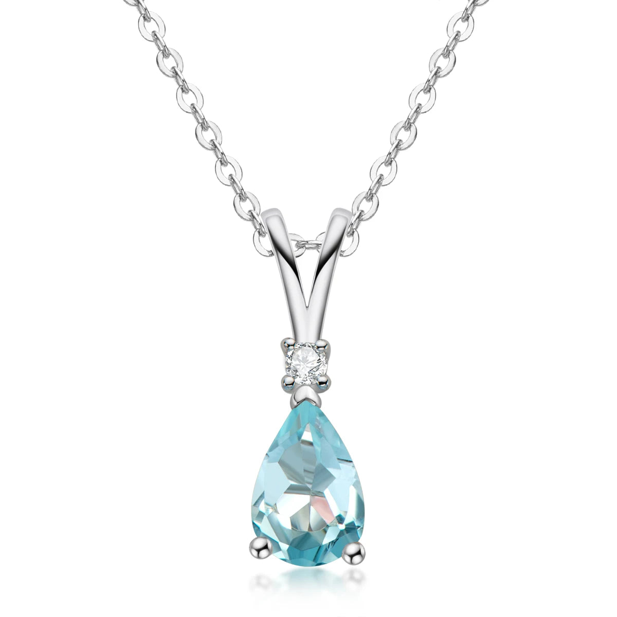 Lnngy Certified 925 Sterling Silver Chain Necklace Irregular Colorful Gemstone Pendant Necklaces for Women Collar Mujer
