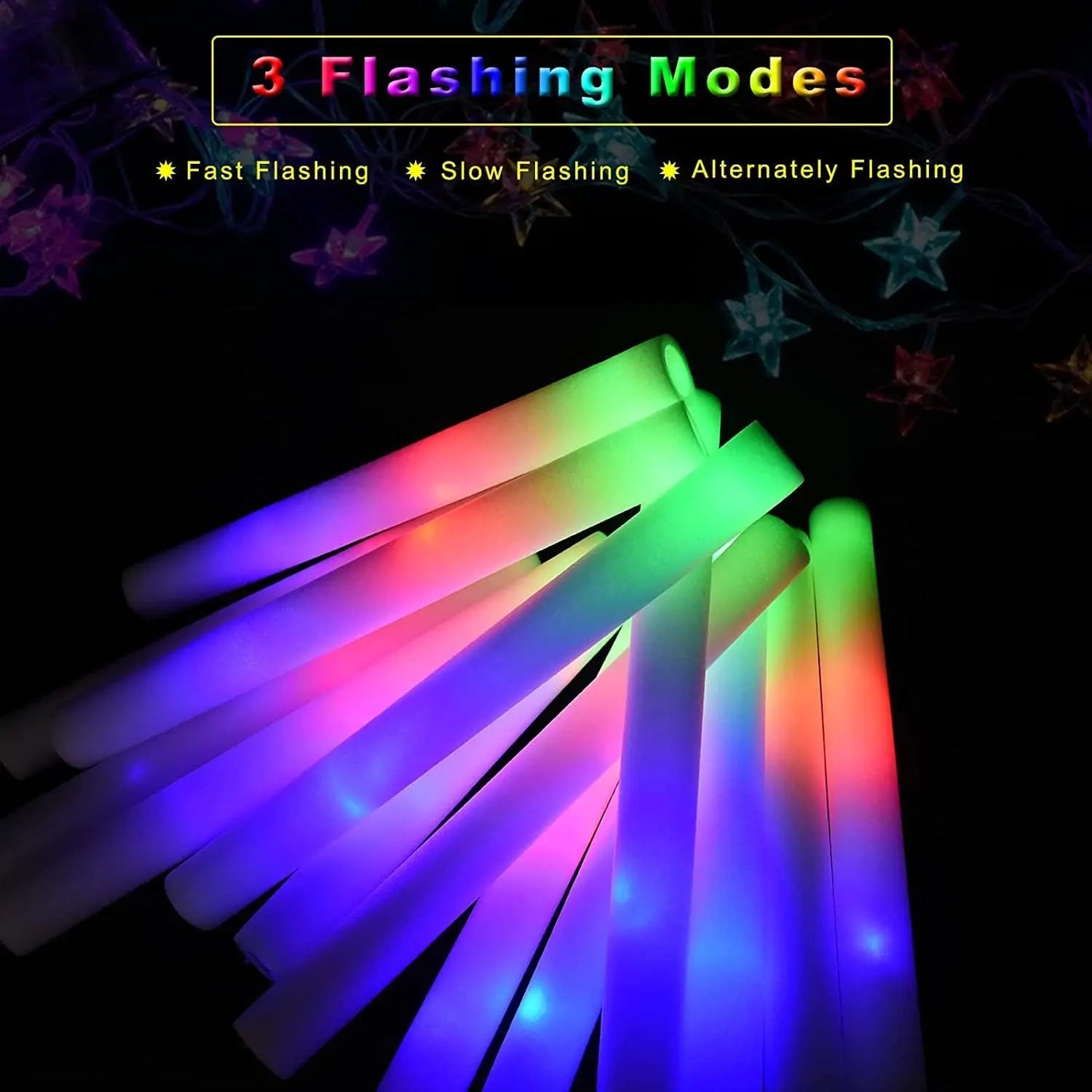 30Pcs Foam Glow Sticks with 3 Modes Colorful Led Flashing Glow Stick Glow in The Dark Party Supplies for Wedding Raves Concert