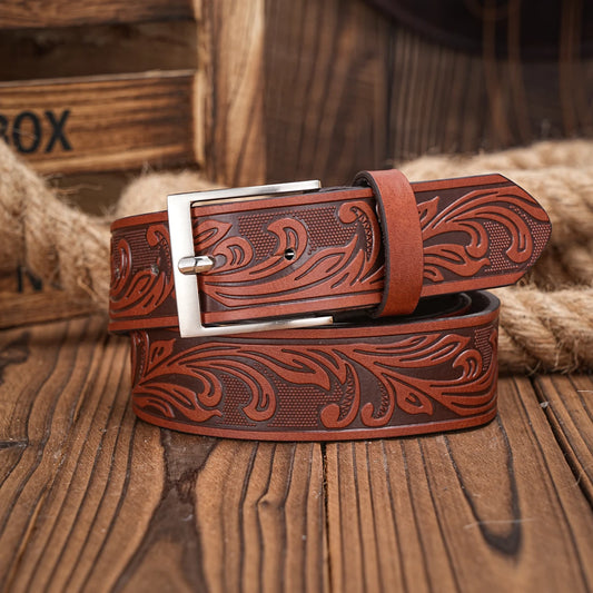 A casual, individual and retro belt, Western-style clothing accessory, metal buckle, PU belt, suitable for both men and women