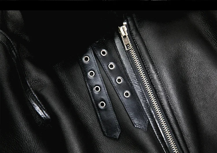 2023 New Genuine Sheepskin Leather Jacket Mens Plus Size Real Thick Sheepskin Natural Warm Coat