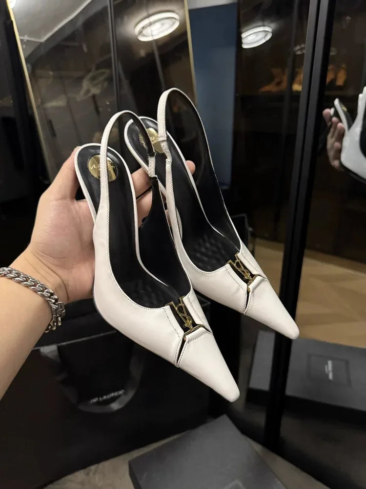 Women's Sexy Mid-heel Pointed High Heels Women's Fashion Space Stiletto Sandals Women's White Single Shoes