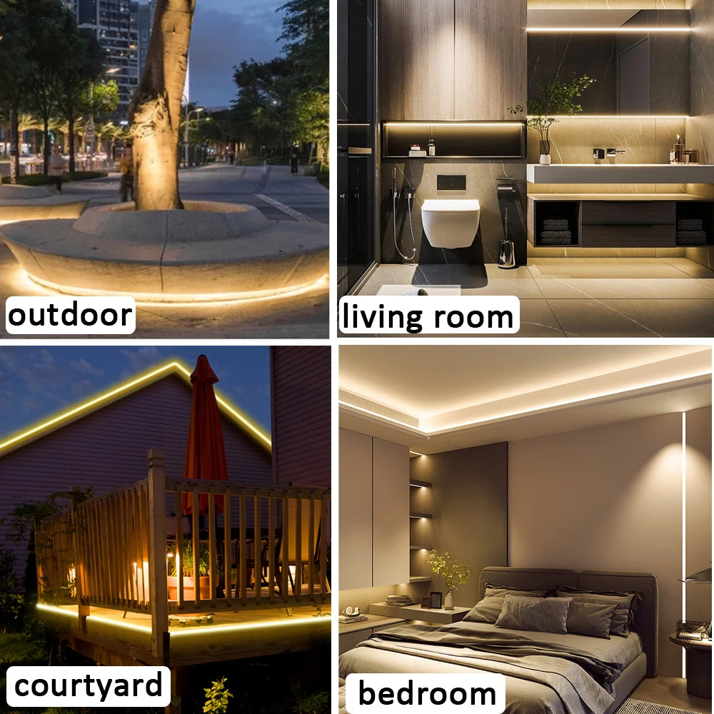 220V Led Strip High Brightness Waterproof COB LED Strip 220V Flexible Ribbon for Room Bedroom Kitchen Outdoor Garden Lighting