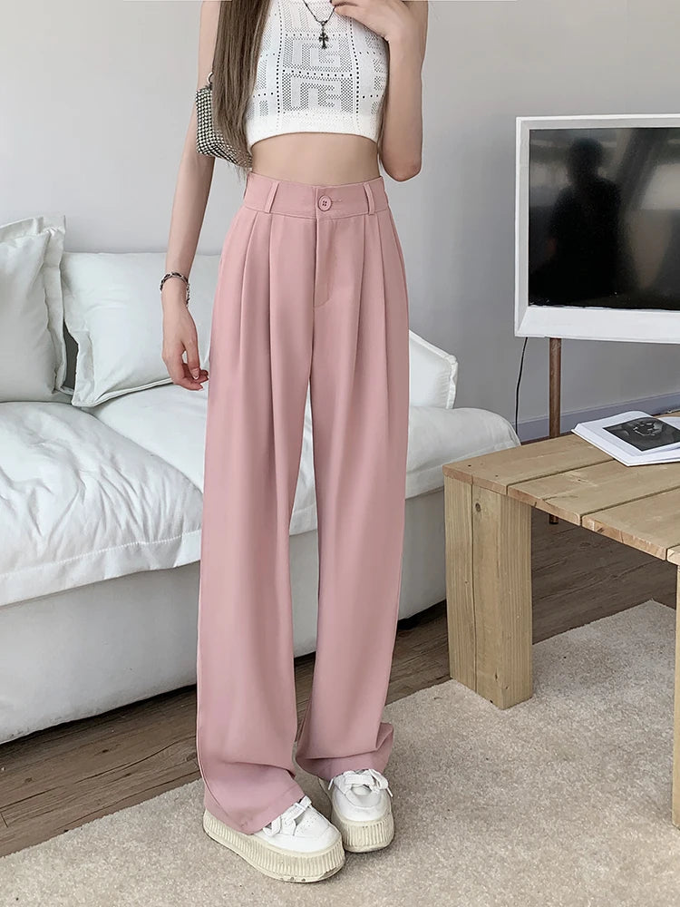 plus Size Women's Casual Wide Leg Pants High Waist Slimming Trousers Versatile Spring Faion Korean Sle Commute Pants