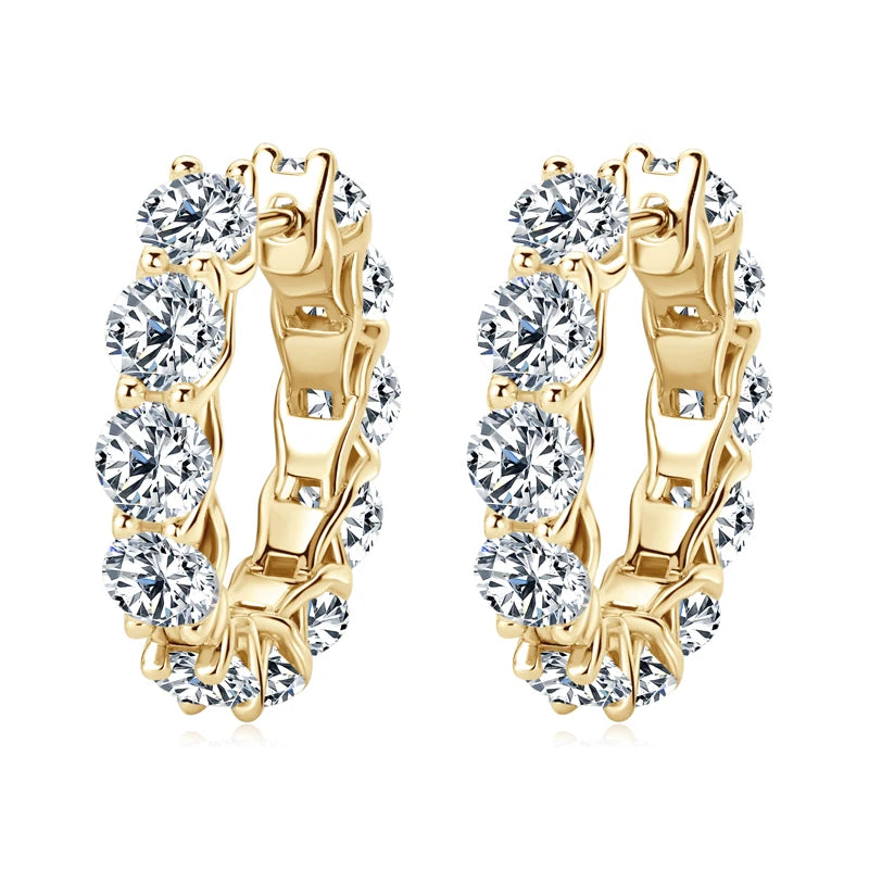 Lnngy Round Cut 4mm 0.3ct Moissanite Earring 925 Sterling Silver Hoop Earrings For Women zilveren oorbellen 925 zilver Jewelry