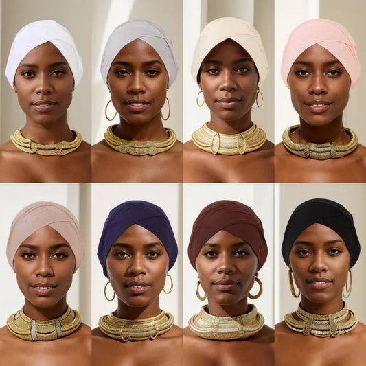 Women Stretchy Turban Modal Jersey Inner Hijab Muslim Hat Solid Color Tube Cap Islamic Under Scarf Headwrap Bonnet Arab Headband