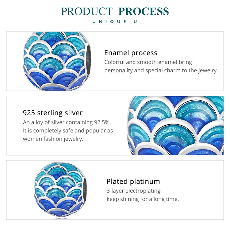 Bamoer  925 Sterling Silver Phoenix Pendant Dragon Charms Enamel Process Plated Platinuma Fit Women DIY Bracelet Fine Jewelry
