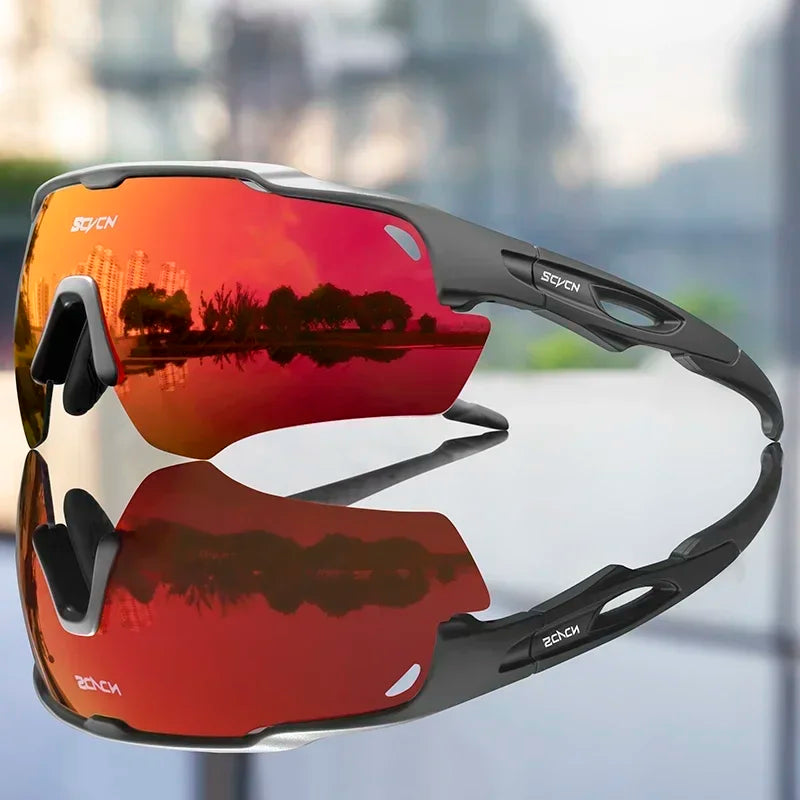 SCVCN Cycling Sunglasses Fashion Polarized MTB Glasses Bicycle UV400 Cycle Eyewear Photochromic Bike Goggles for Men Women