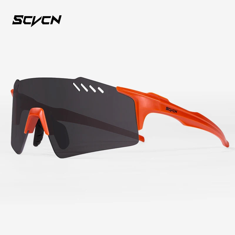 SCVCN Fashion Rimless Cycling Glasss Outdoor Sports Running Drving Sunglasses for Men Fishing Goggles Mtb Bicycle Eyewear 1 Lens