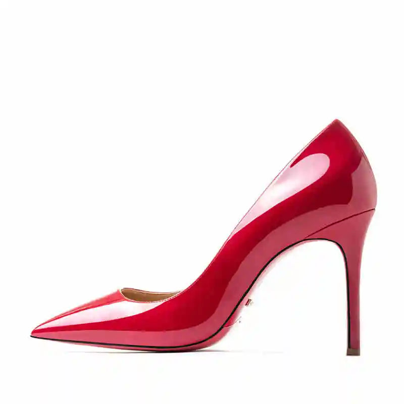 12cm (3) Women’s Patent Leather Pointed-Toe High Heels – 12cm Thin Heel