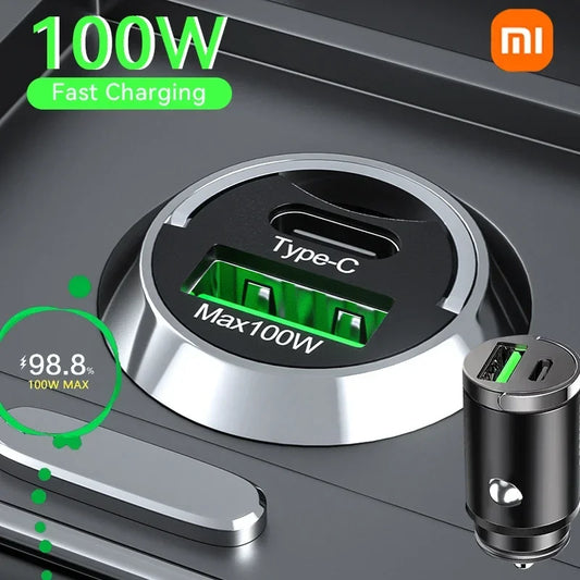 Xiaomi 100W Car Charger Lighter PD Fast Charging For IPhone QC3.0 Mini USB Type C Mini Car Phone Charger For Samsung Huawei 2025