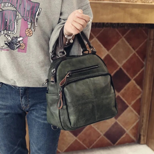 MOTAORA 2025 New Women Handbag Multifunction Leather Flap Bag Ladies Vintage Casual Backpack For Women Small Shoulder Bag Female