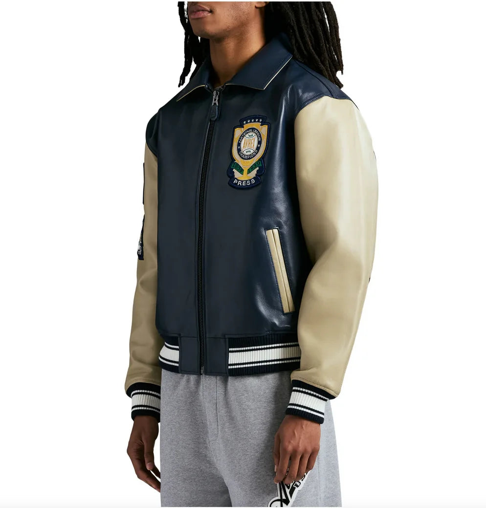 AVIREX Spring 2025 New Release Limited Edition European Sheepskin Jacket Gold Badge Embroidered 50TH ANNIVERSARY  Leather  coat