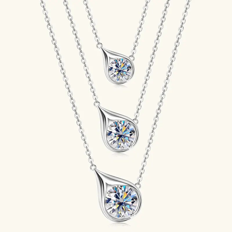 Lnngy Certified GRA 6.5mm/8mm/9mm Moissanite Necklace 925 Sterling Silver Waterdrop Pendant Necklaces For Women Neck Jewellry