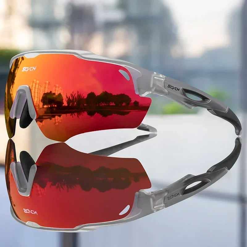 SCVCN Cycling Sunglasses Fashion Polarized MTB Glasses Bicycle UV400 Cycle Eyewear Photochromic Bike Goggles for Men Women