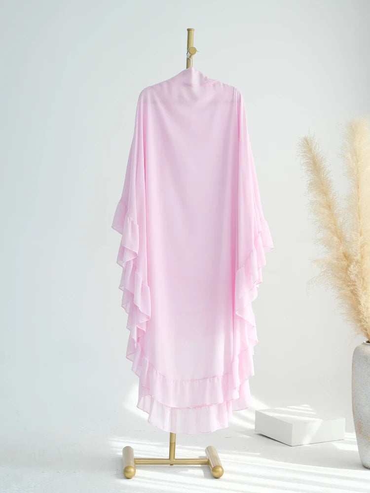 Long Chiffon Khimar Abaya Niqab Muslim Maxi Hijab for Women – Elegant Islamic Prayer & Ceremonial Clothing