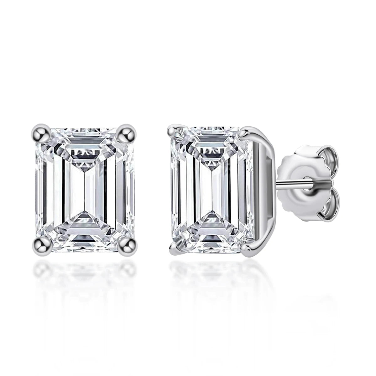 Lnngy Trendy Emerald Cut Cubic Zircon Stud Earring for Women pendientes plata 925 Sterling Silver Earrings Wedding Jewelry Gift
