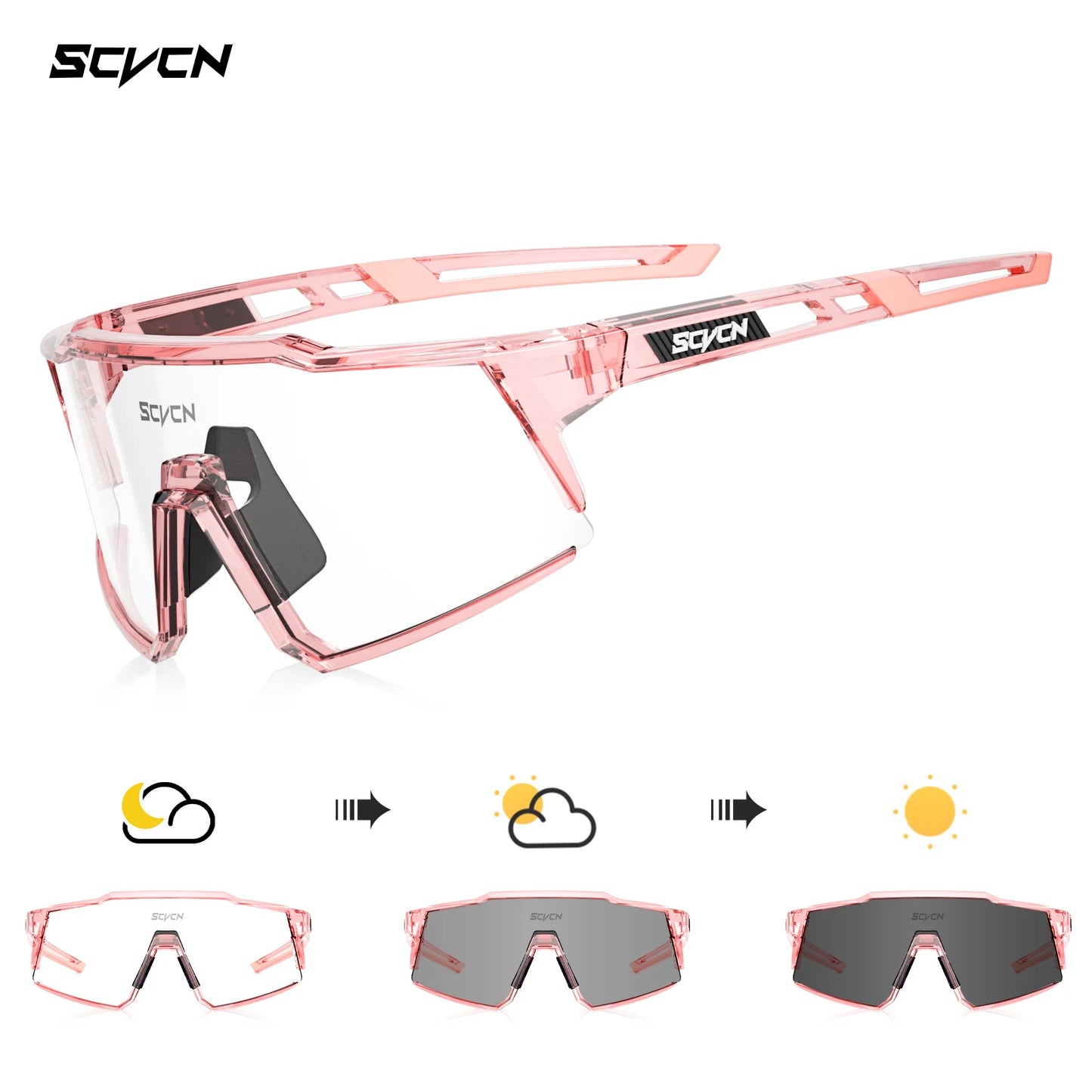 SCVCN Photochromic Cycling Glasses Bike Sunglasses for Men Fashion Mountain Bicycle Road Speed Goggles Eyewear Sports MTB Bike