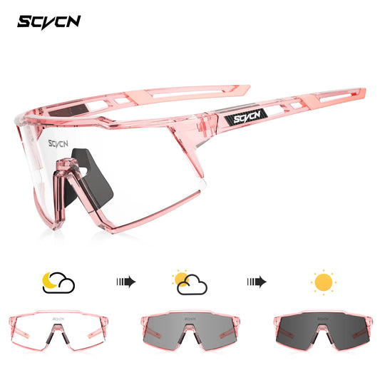 SCVCN Photochromic Cycling Glasses Bike Sunglasses for Men Fashion Mountain Bicycle Road Speed Goggles Eyewear Sports MTB Bike